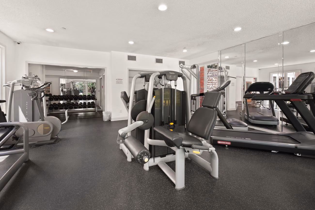 Interior del gimnasio con equipo y luz natural